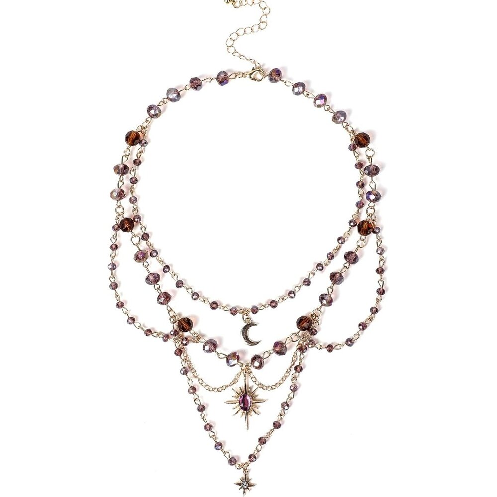 Renaissance Crystal Fairy Necklace - Fantasy Renfaire Necklace for Woodland Fair